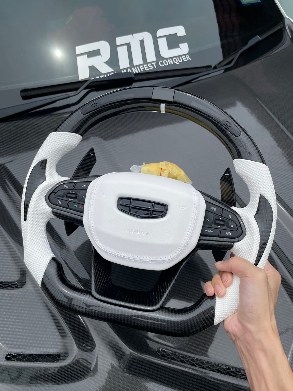 PROTON X50/S70MSAMURAI WHITE LED STEERING-CARBON PADDLE SHIFTER -LED OBD DISPLAY-AIRBAG COVER