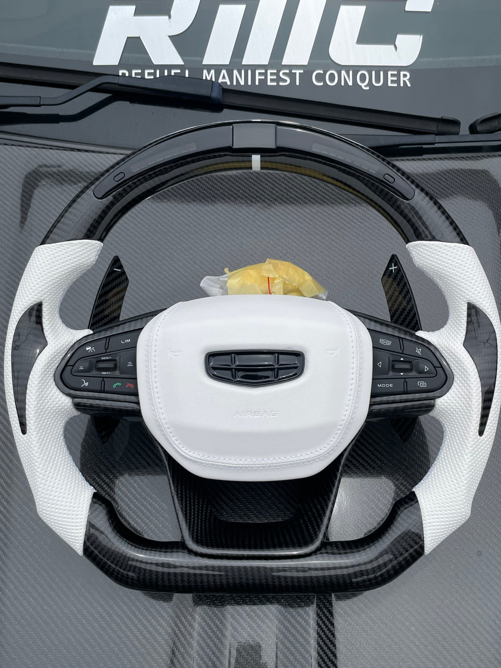 PROTON X50/S70MSAMURAI WHITE LED STEERING-CARBON PADDLE SHIFTER -LED OBD DISPLAY-AIRBAG COVER