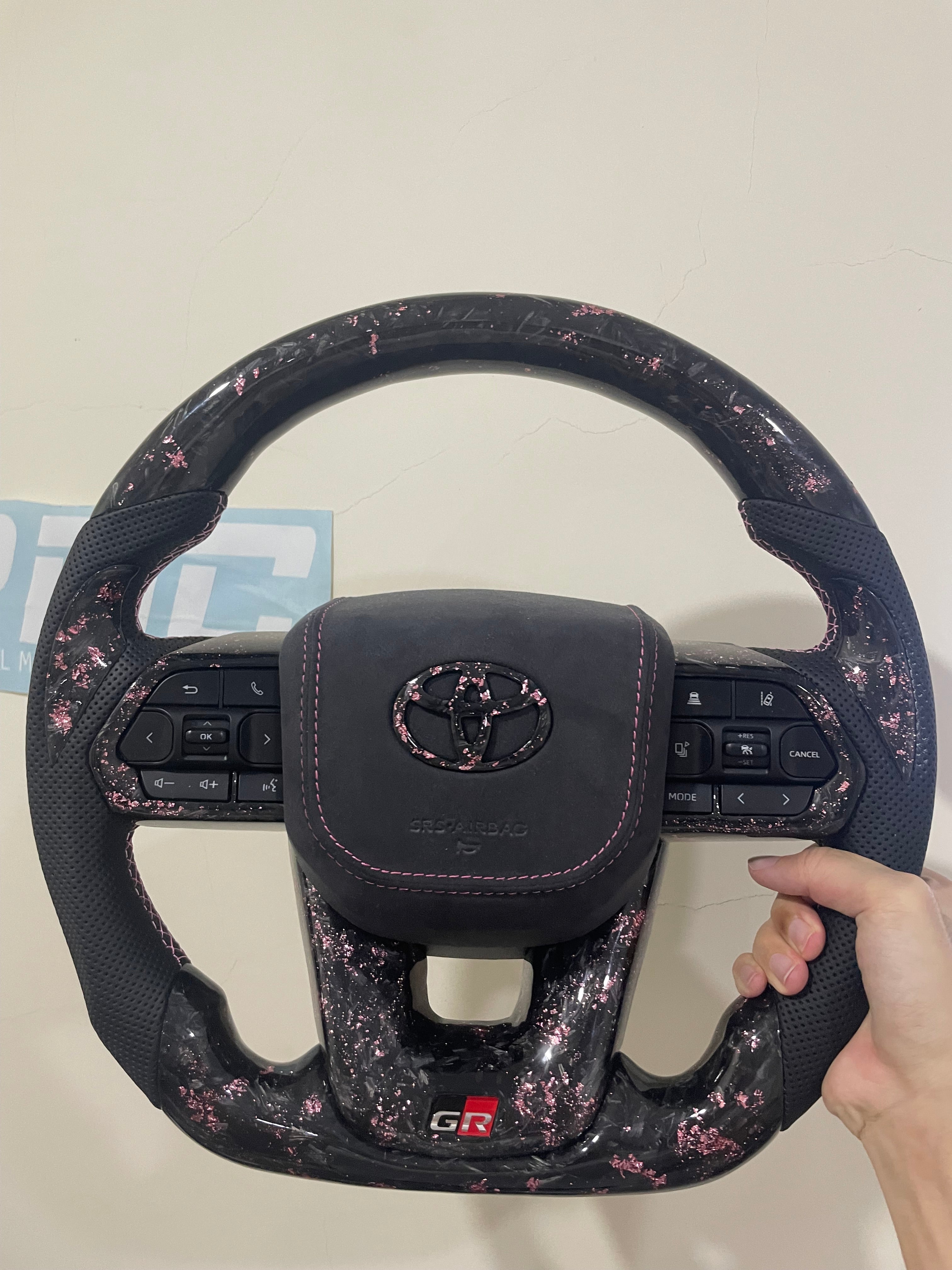 TOYOTA PINK FORGE CARBON GR STEERING -ALCANTARA AIRBAG COVER