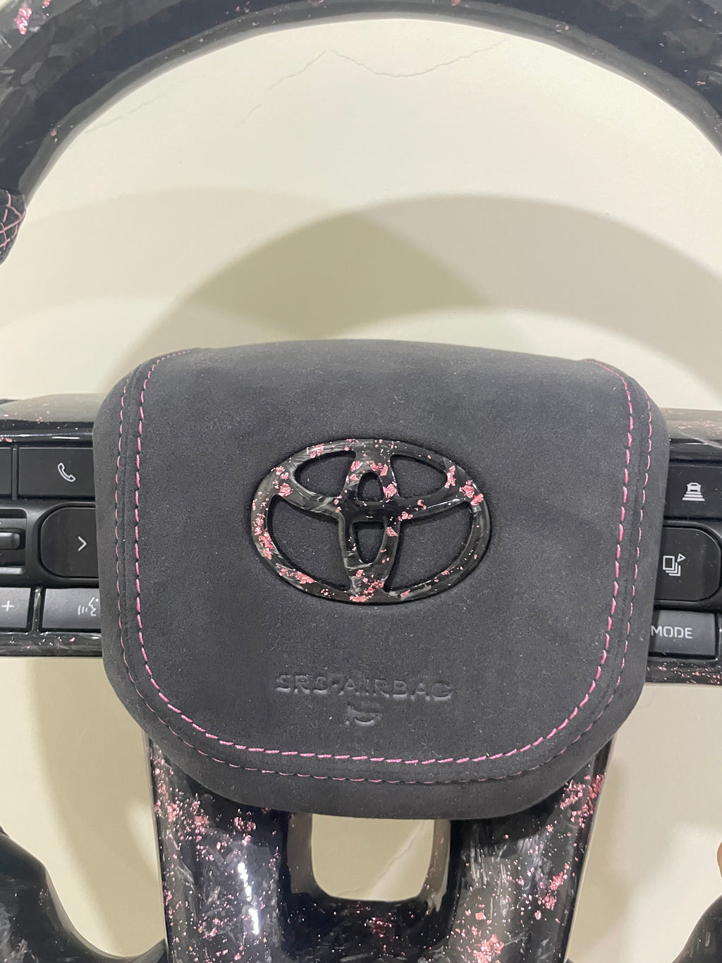 TOYOTA PINK FORGE CARBON GR STEERING -ALCANTARA AIRBAG COVER