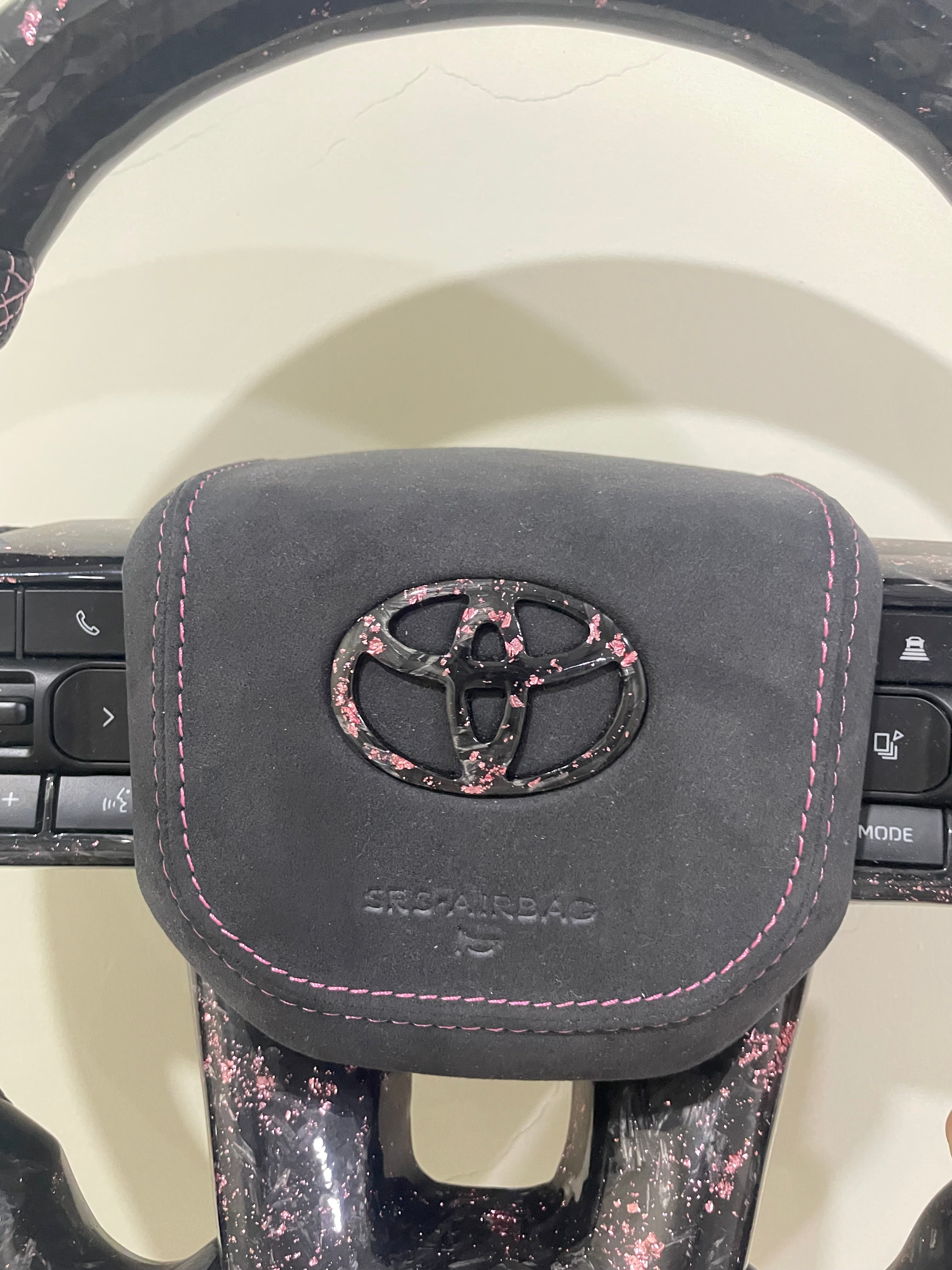TOYOTA PINK FORGE CARBON GR STEERING -ALCANTARA AIRBAG COVER