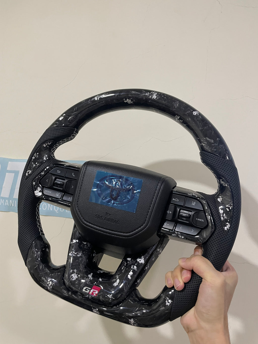TOYOTA FORGE CARBON SILVER GR STEERING SUITABLE TOYOTA LEXUS PERODUA, 10/12 PIN SUITABLE ADAPTER -FULLSET WITH AIRBAG