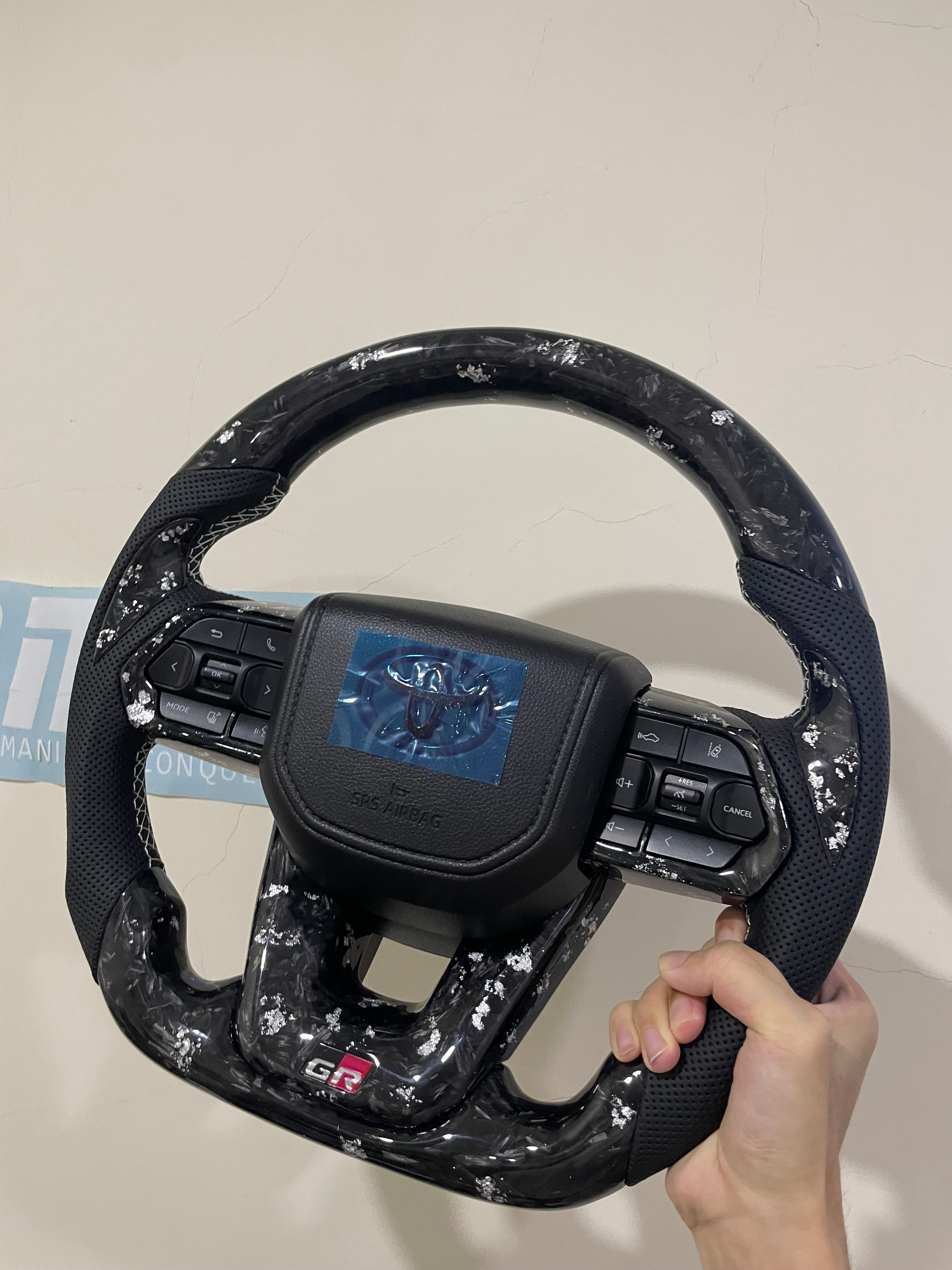 TOYOTA FORGE CARBON SILVER GR STEERING SUITABLE TOYOTA LEXUS PERODUA, 10/12 PIN SUITABLE ADAPTER -FULLSET WITH AIRBAG