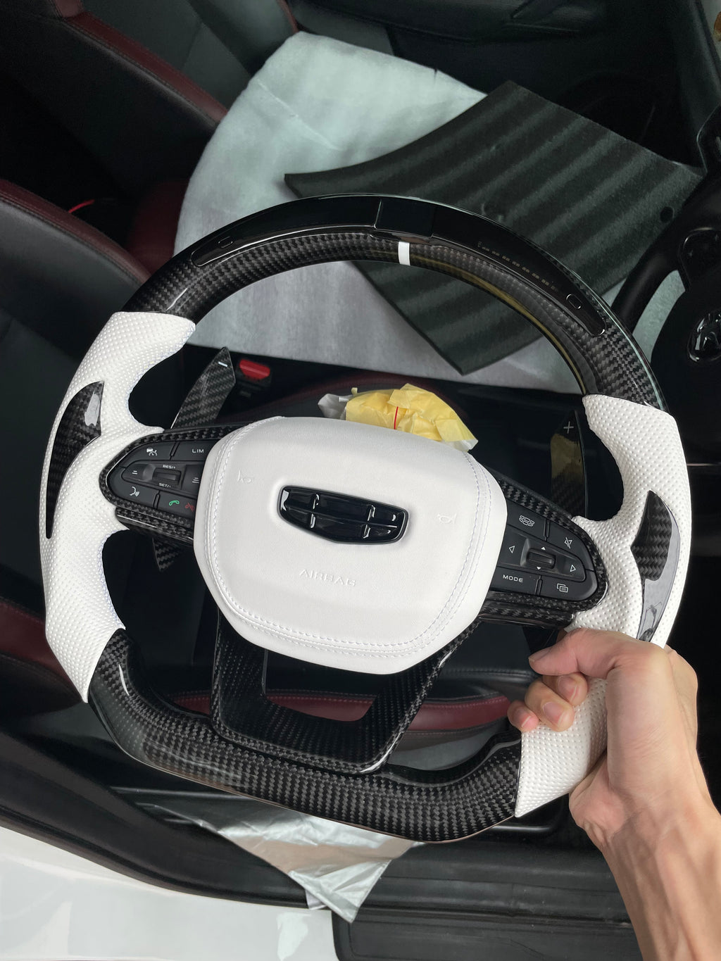 PROTON X50/S70MSAMURAI WHITE LED STEERING-CARBON PADDLE SHIFTER -LED OBD DISPLAY-AIRBAG COVER