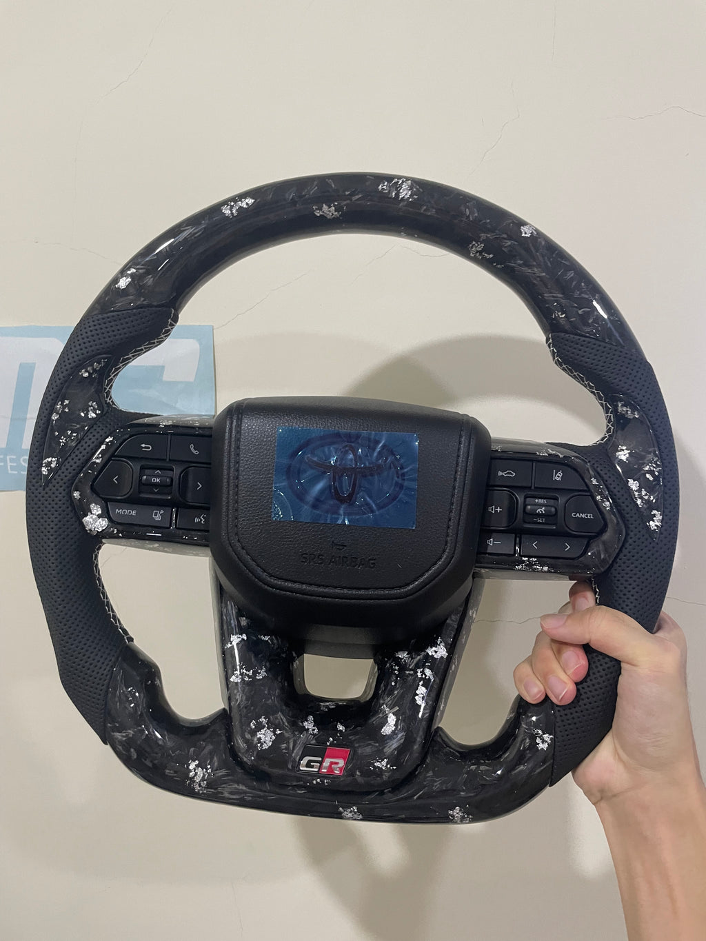 TOYOTA FORGE CARBON SILVER GR STEERING SUITABLE TOYOTA LEXUS PERODUA, 10/12 PIN SUITABLE ADAPTER -FULLSET WITH AIRBAG