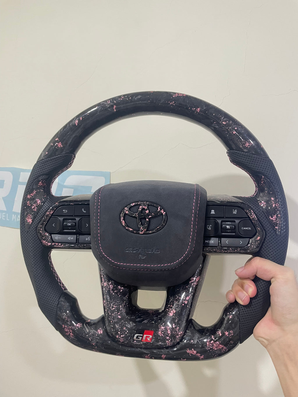 TOYOTA PINK FORGE CARBON GR STEERING -ALCANTARA AIRBAG COVER