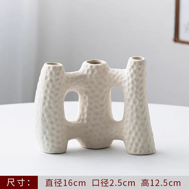 Ins wabi-sabi style ceramic vase ornaments living room flower arrangement B&B clothing store high-end sense art home