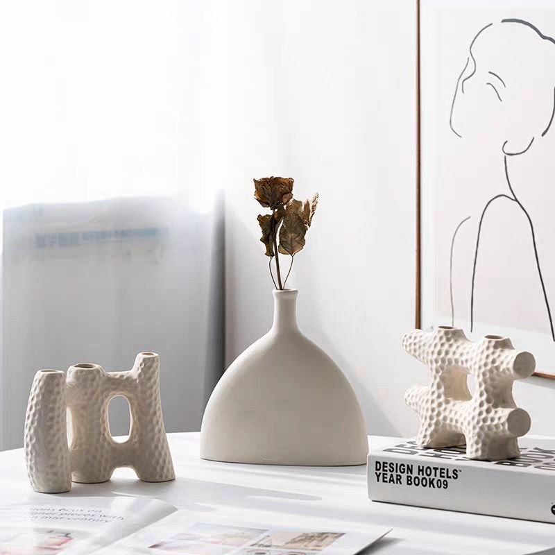 Ins wabi-sabi style ceramic vase ornaments living room flower arrangement B&B clothing store high-end sense art home