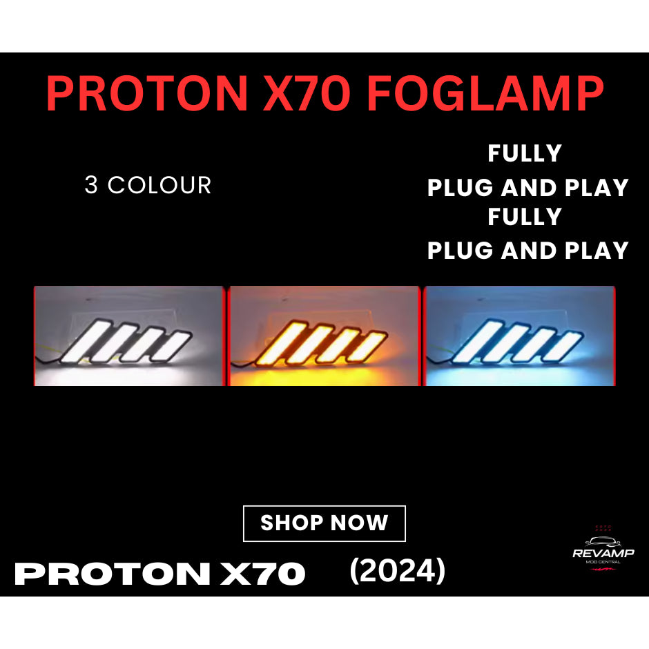 Proton X70 2024 Daylight Foglamp 3 colour LED function Mustang style dual-color streamer scanning daytime running