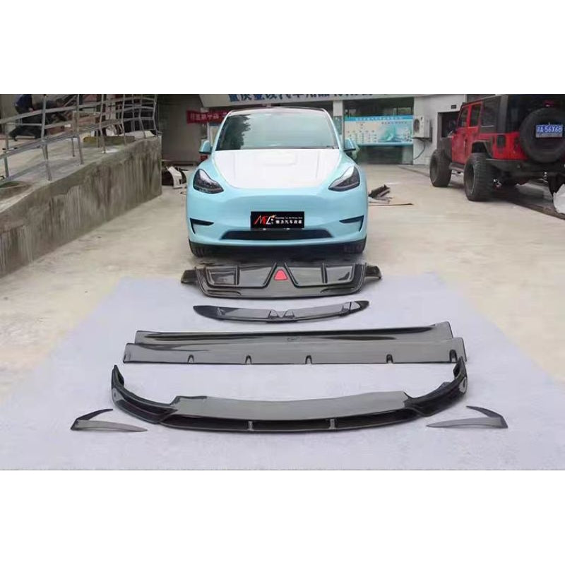Tesla Model Y Carbon fiber Bodykit accessories Tesla spoiler frontlip Sideskirt Diffuser Carbon fiber hood