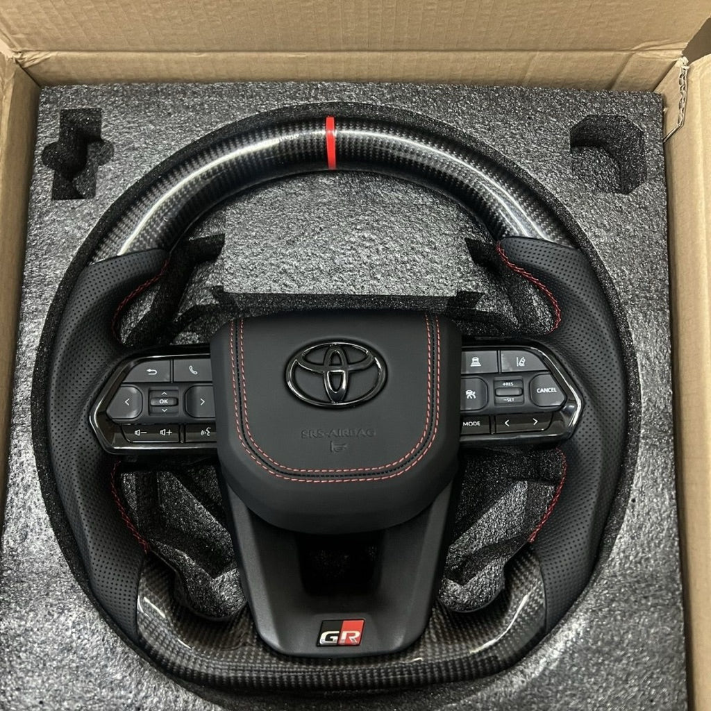 Toyota LC300 Design GR CARBON Steering Wheel GR Leather Steering Toyota GR Steering suitable alphard hilux camry all