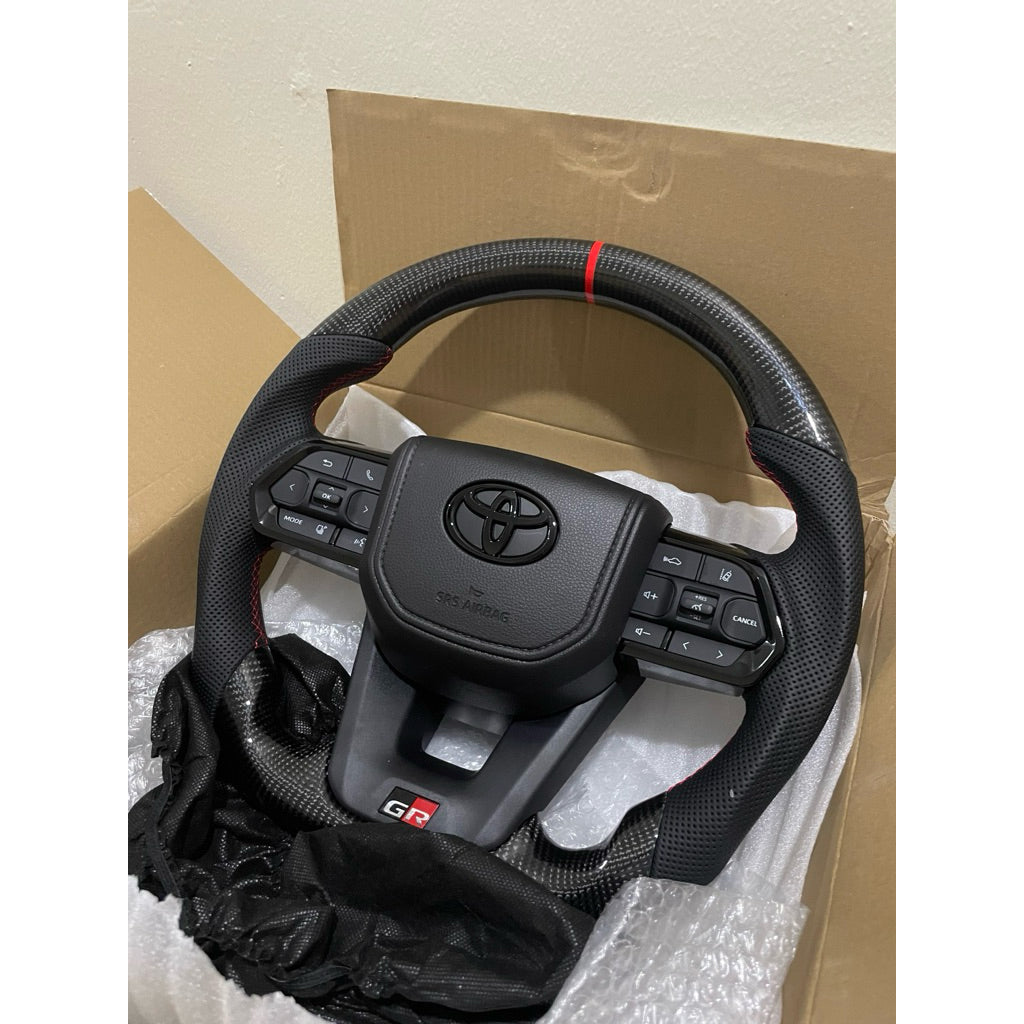 Toyota LC300 Design GR CARBON Steering Wheel GR Leather Steering Toyota GR Steering suitable alphard hilux camry all