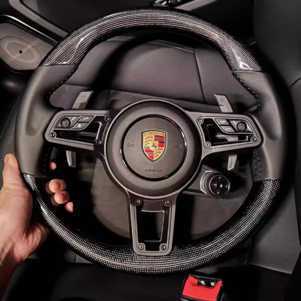 Porsche Carbon Steering Wheel Upgrade | Carbon Fiber Sport Steering | Old Model Upgrade to New Style | Airbag & Multi-Fu