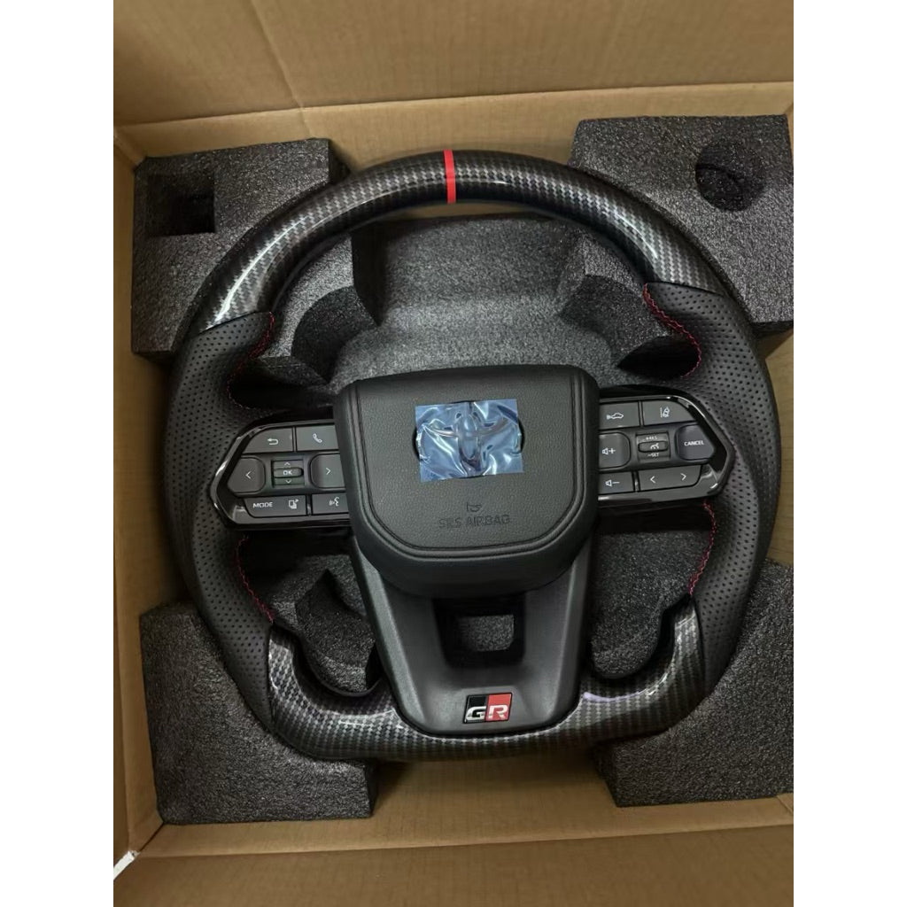 Toyota LC300 Design GR CARBON Steering Wheel GR Leather Steering Toyota GR Steering suitable alphard hilux camry all
